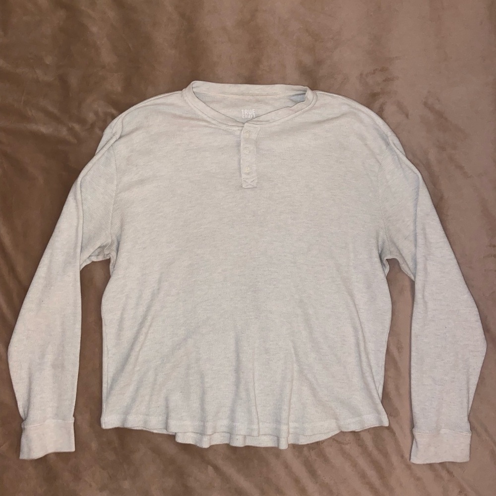 True Craft Light Weight Thermal Long Sleeve Henley - Off White/Cream